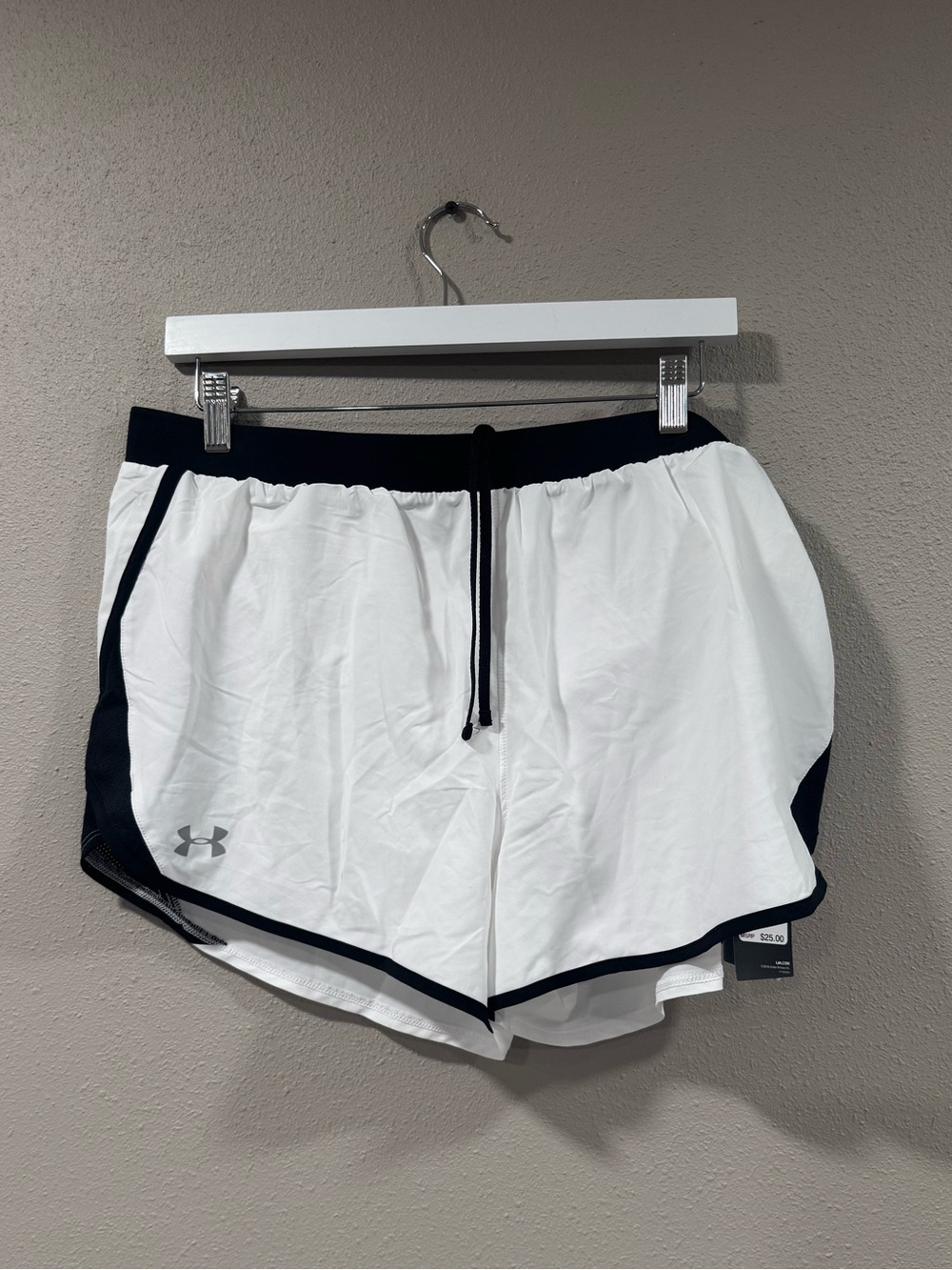 NWT Under Armour White Athletic Shorts with Black Trim